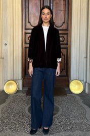 WU-SIDE - giacca kimono velluto - CAFFE