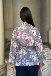 ARTEFILIA-MILANO - giacca alma lino stampato - MONCALIERI GRIGIO