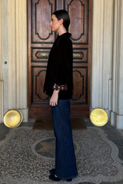 WU-SIDE - giacca kimono velluto - CAFFE