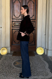 WU-SIDE - giacca kimono velluto - CAFFE