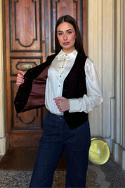 WU-SIDE - gilet velluto - CAFFE