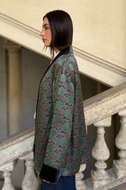 WU-SIDE - giacca kimono seta viscosa - GRIGIO VERDE