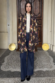 FLOW - kimono samira viscosa fantasia - BLACK FLOWER PINK