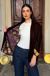 WU-SIDE - giacca kimono velluto - CARAMELLO