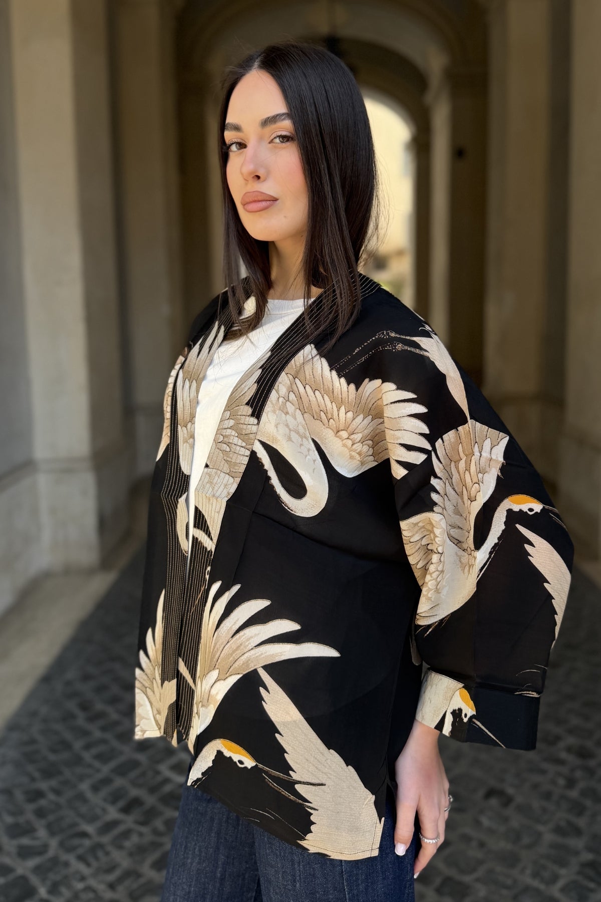 one-hundred-stars-1 - giacca kimono crepe - STORK BLACK