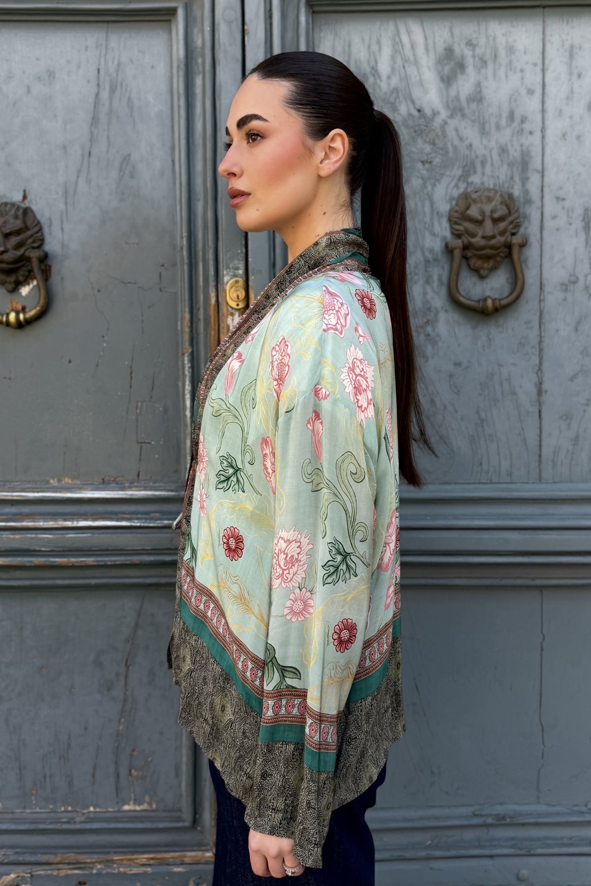 WU-SIDE - giacca kimono viscosa sfoderata - VERDE ACQUA