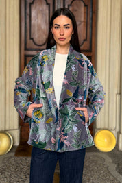 ARTEFILIA-MILANO - giacca uma velluto stampato - BURANO GRIGIO