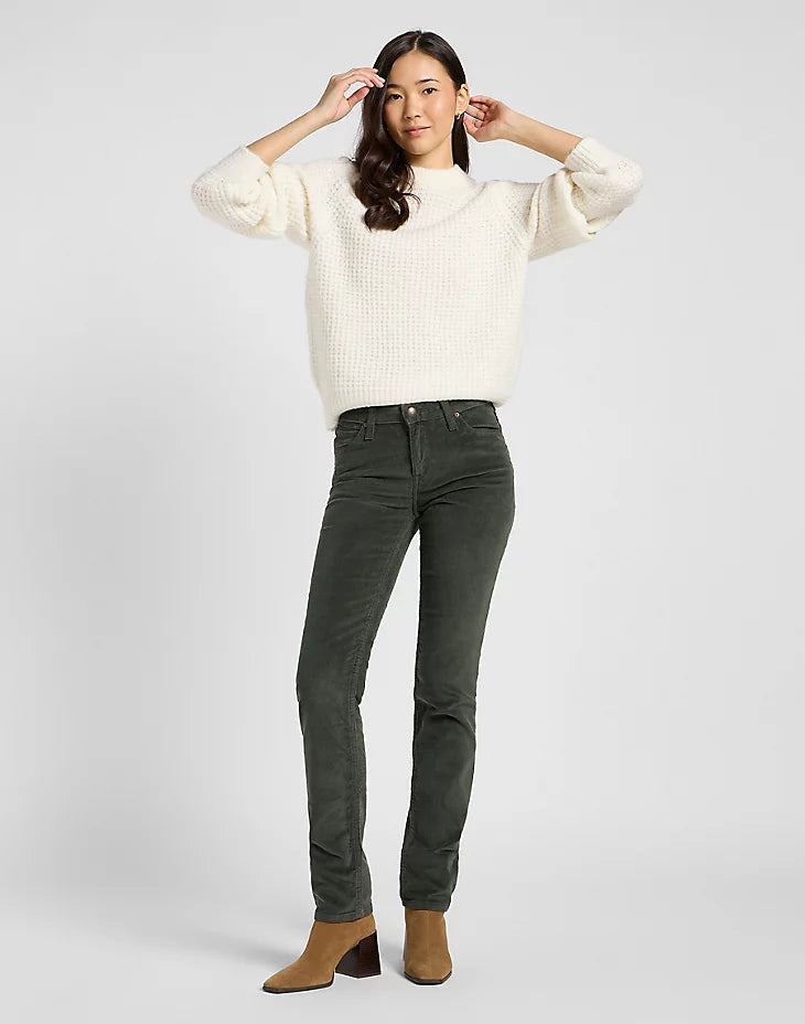 LEE - pantalone marion cordury - OLIVE GRAY