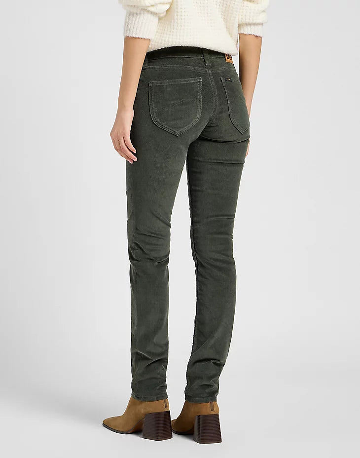 LEE - pantalone marion cordury - OLIVE GRAY