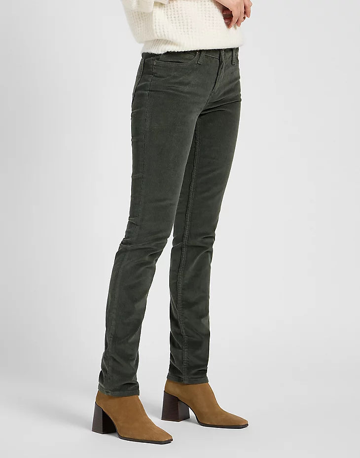 LEE - pantalone marion cordury - OLIVE GRAY
