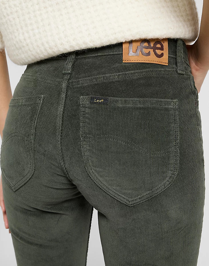 LEE - pantalone marion cordury - OLIVE GRAY