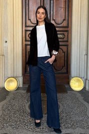 WU-SIDE - giacca kimono velluto - CAFFE