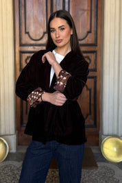 WU-SIDE - giacca kimono velluto - CAFFE