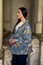 ARTEFILIA-MILANO - giacca alma lino stampato - ANACAPRI POLVERE