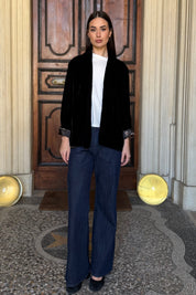 WU-SIDE - giacca kimono velluto - NERO