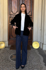 WU-SIDE - giacca kimono velluto - NERO