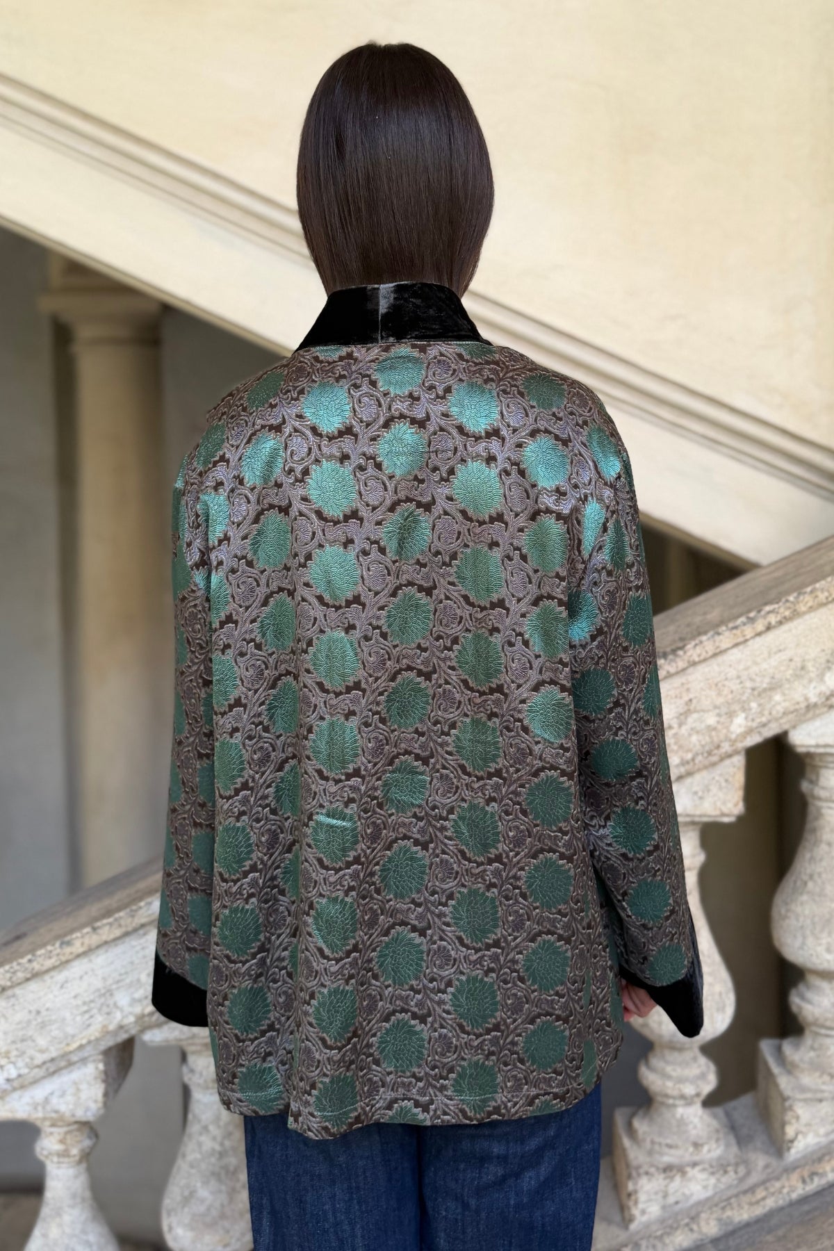 WU-SIDE - giacca kimono seta viscosa - GRIGIO VERDE