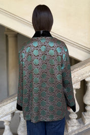 WU-SIDE - giacca kimono seta viscosa - GRIGIO VERDE