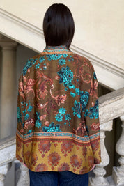 WU-SIDE - giacca kimono viscosa - TABACCO TURCHESE