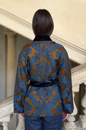 WU-SIDE - giacca kimono jaquard - MORO BLUE