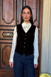 WU-SIDE - gilet velluto - CAFFE