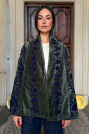 ARTEFILIA-MILANO - giacca uma velluto ricamato - MILITARY BLUE
