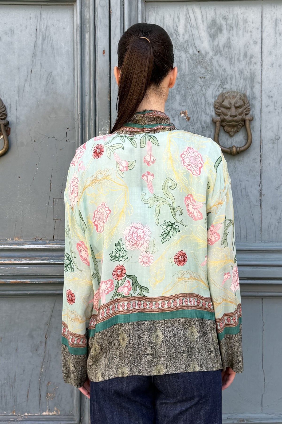 WU-SIDE - giacca kimono viscosa sfoderata - VERDE ACQUA