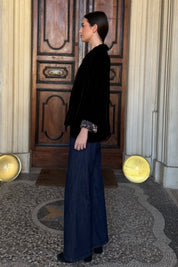 WU-SIDE - giacca kimono velluto - NERO