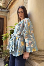 ARTEFILIA-MILANO - giacca alma lino stampato - ANACAPRI POLVERE