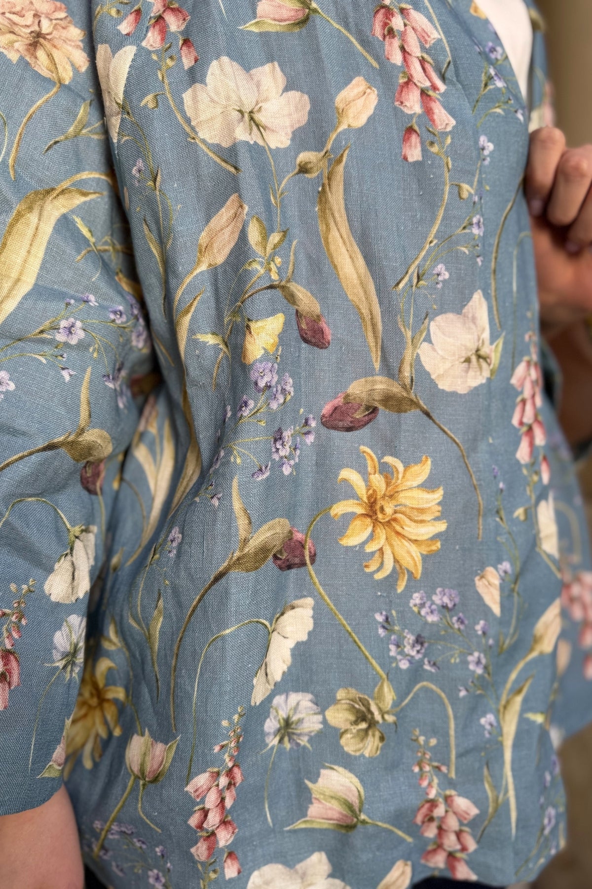 ARTEFILIA-MILANO - giacca alma lino stampato - ANACAPRI POLVERE