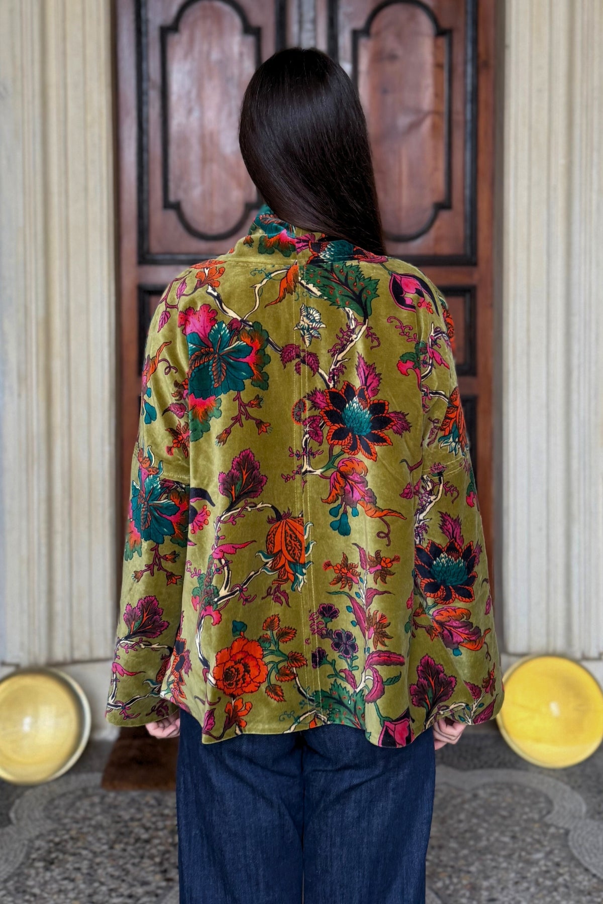 ARTEFILIA-MILANO - giacca uma velluto stampato - GARDA OLIVA