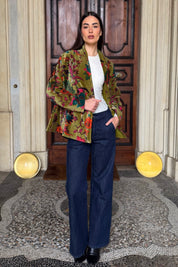 ARTEFILIA-MILANO - giacca uma velluto stampato - GARDA OLIVA