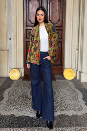 ARTEFILIA-MILANO - giacca uma velluto stampato - GARDA OLIVA