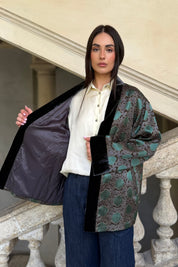 WU-SIDE - giacca kimono seta viscosa - GRIGIO VERDE