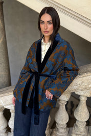 WU-SIDE - giacca kimono jaquard - MORO BLUE
