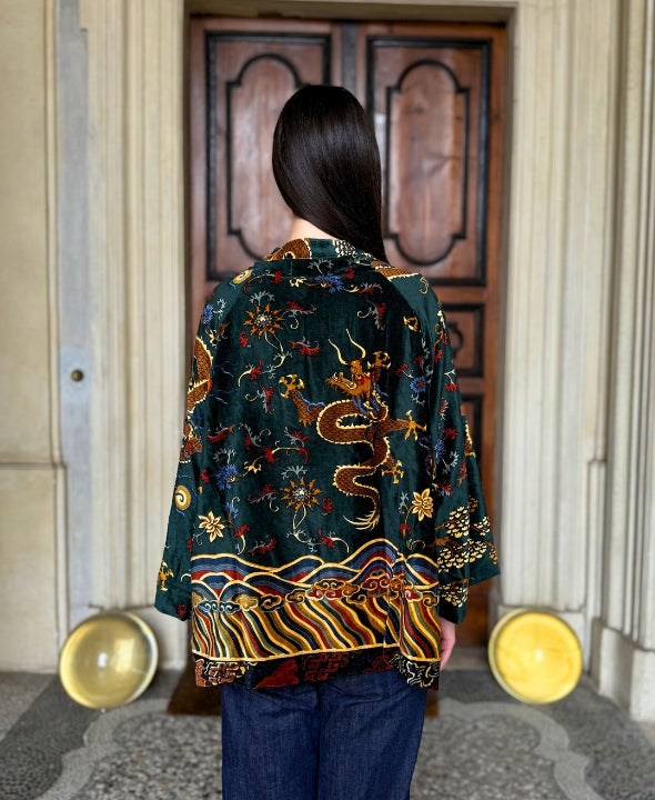 one-hundred-stars-1 - velvet jacket - DRAGON GREEN