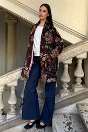 FLOW - kimono velluto paris - marrone flower