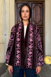 ARTEFILIA-MILANO - giacca uma velluto ricamato - BROWN PINK