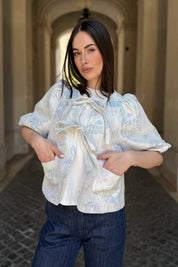 FLOW - giacca jacquard - CELESTE