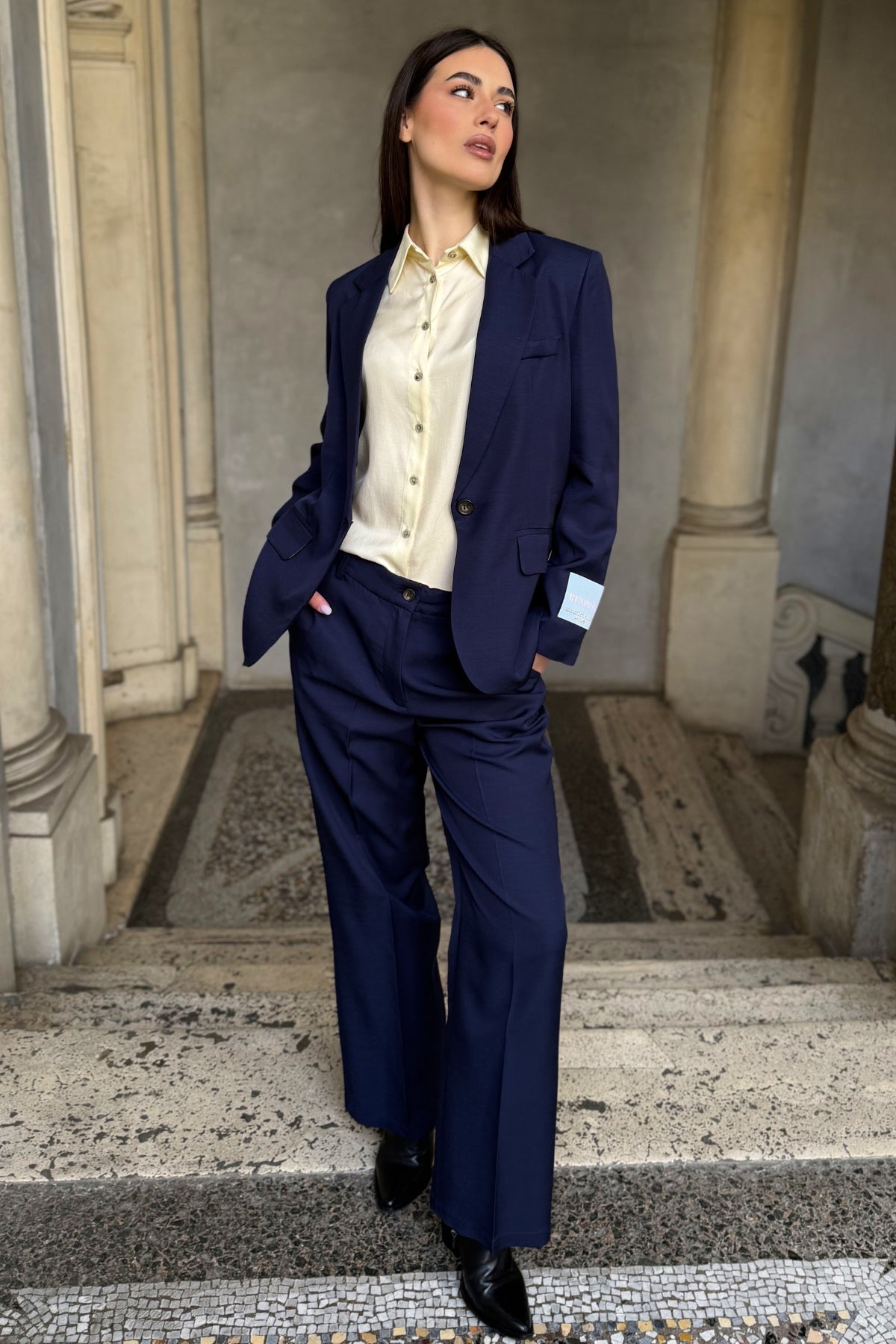 WU-SIDE - pantalone palazzo - BLUE