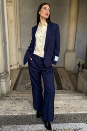 WU-SIDE - pantalone palazzo - BLUE