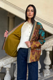 WU-SIDE - giacca kimono viscosa - TABACCO TURCHESE