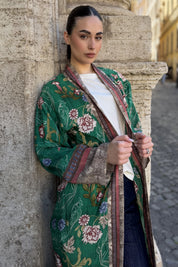 WU-SIDE - kimono lungo viscosa sfoderato - SMERALDO