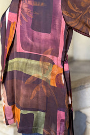 FLOW - giacca kimono mosaico viscosa - CAFFE