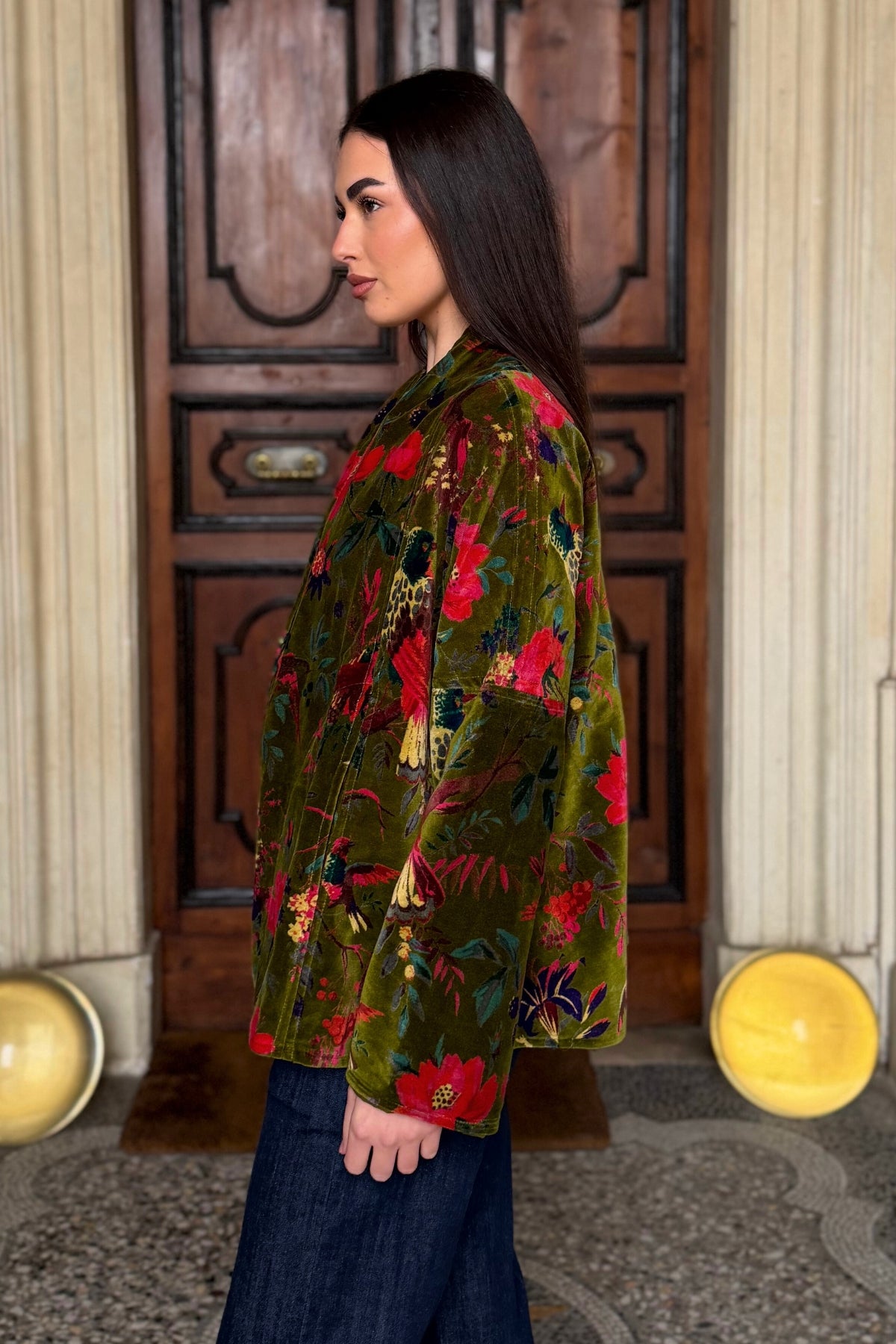 ARTEFILIA-MILANO - giacca uma velluto stampato - RAVELLO VERDE