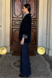 WU-SIDE - giacca kimono velluto - BLUE