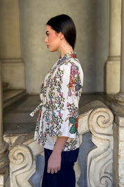 ARTEFILIA-MILANO - giacca kimono peonia - BIANCO