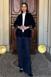 WU-SIDE - giacca kimono velluto - BLUE