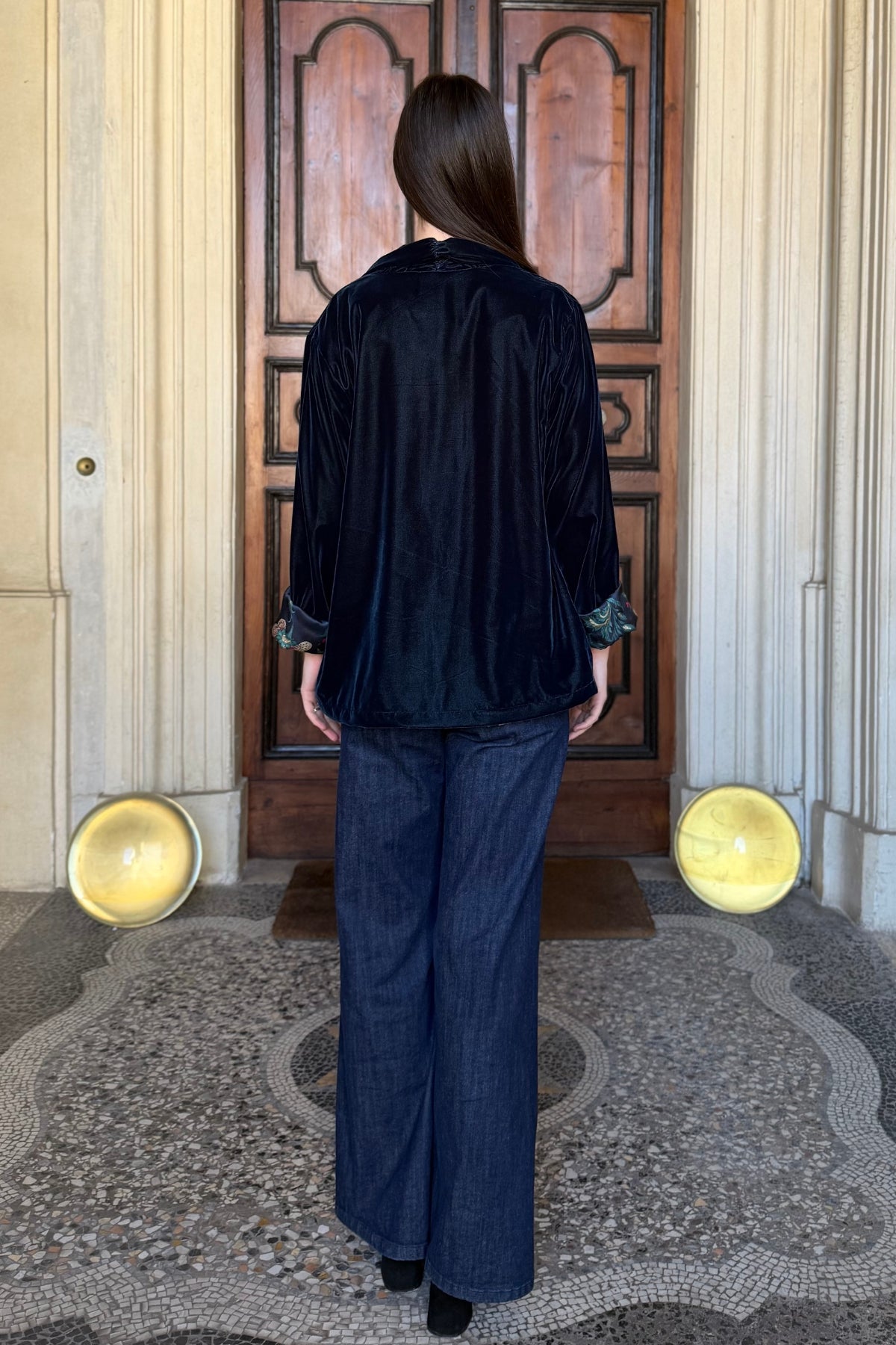 WU-SIDE - giacca kimono velluto - BLUE