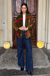 ARTEFILIA-MILANO - giacca uma velluto stampato - RAVELLO VERDE